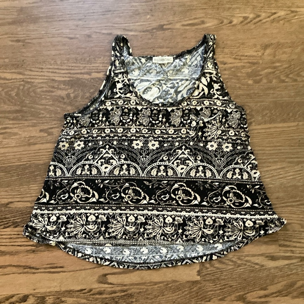 Billabong Black and Tan Sleeveless Swing Tank